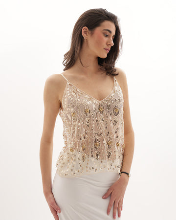 Cristina Embellished Top - Cream
