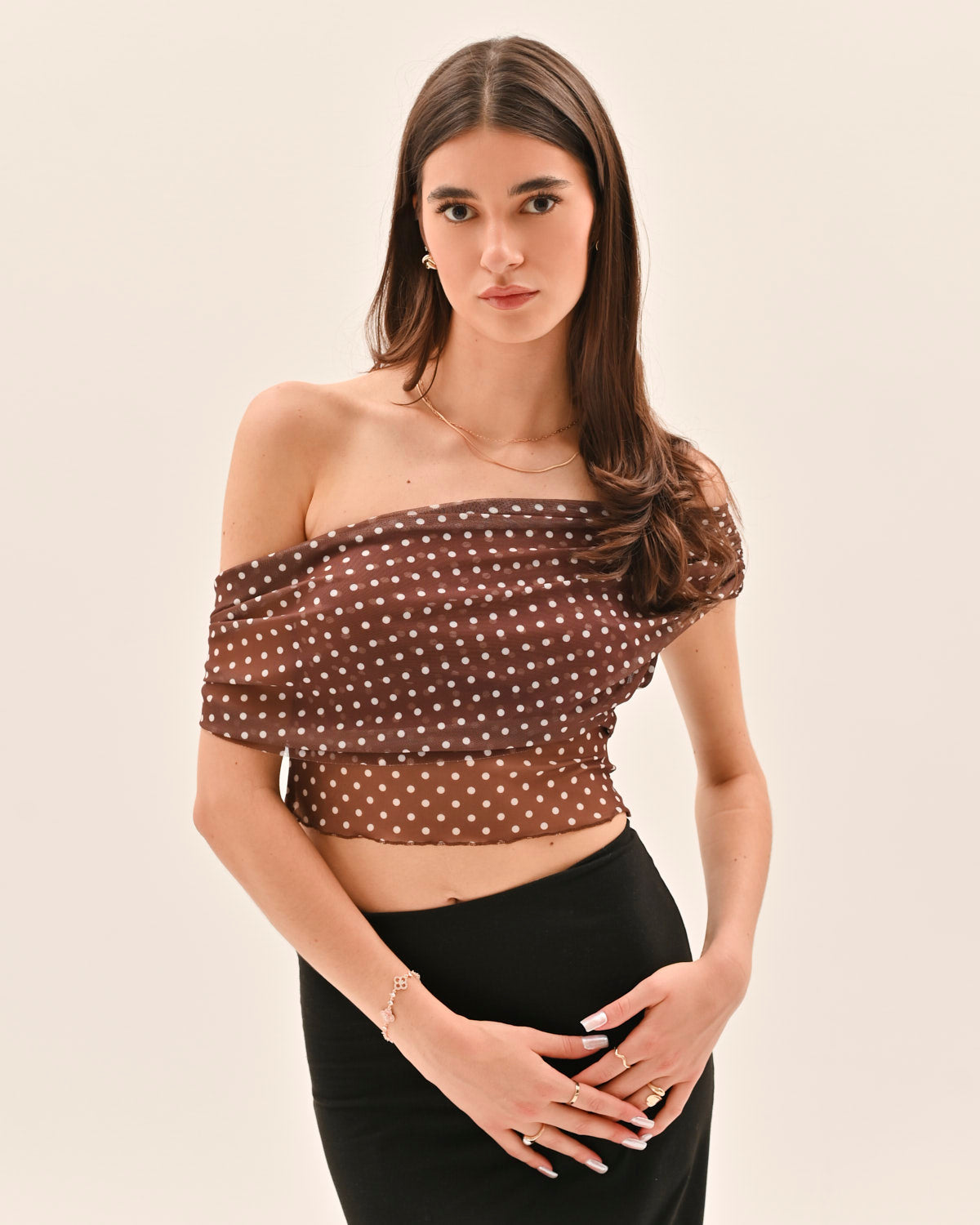 Allura Polka Dot Top - Brown