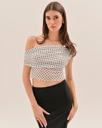 Allura Polka Dot Top - White