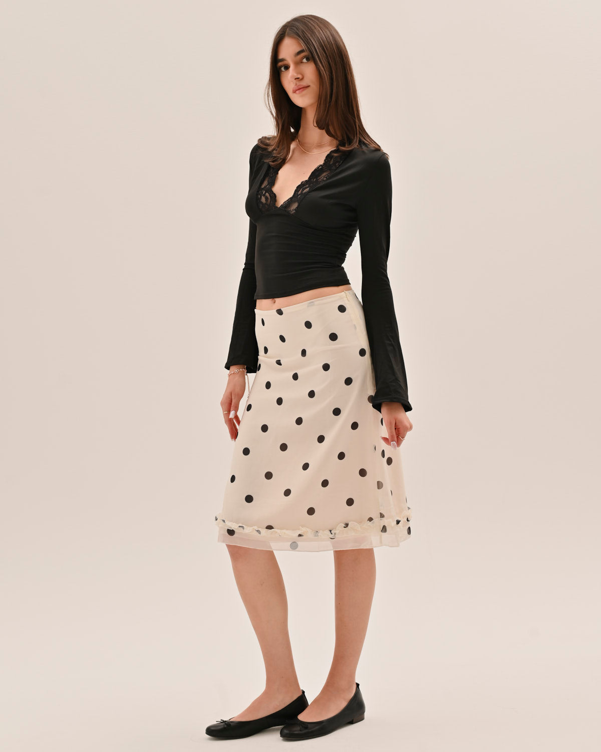 Amira Midi Skirt - Polka dots